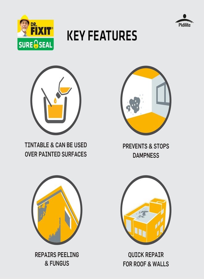 DR. FIXIT Sure Seal 1 Kg, DIY Waterproofing for Mild Dampness | Internal & External Wall Quick Patch Repair, Roof Patch Repair - Image 5